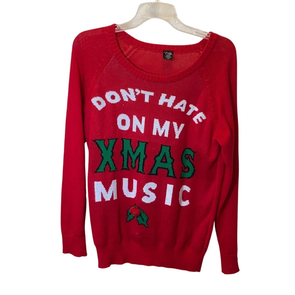 Cold Crush Red Christmas Holiday Sweater‎ Funny Xmas Music - Medium